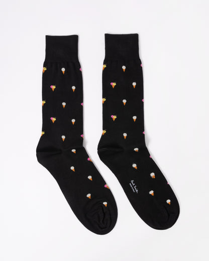 Paul Smith Kerry Ice Cream Mens Socks - 79 Black
