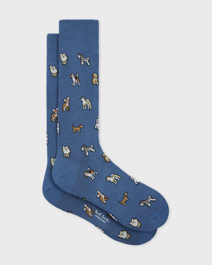 Paul Smith Mens 3-Pack Kyoto Dog Socks - 1A Mixed Plate 1 blue