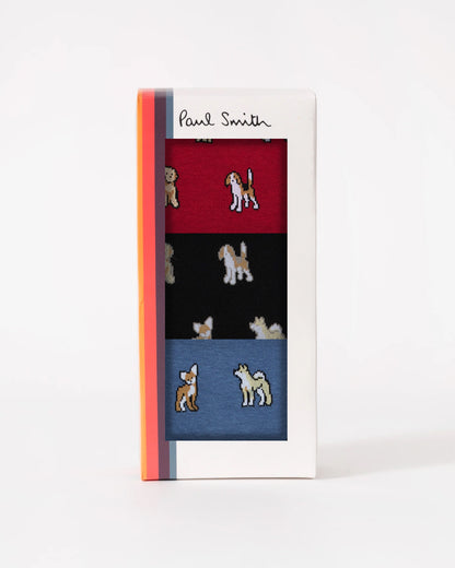 Paul Smith Mens 3-Pack Kyoto Dog Socks - 1A Mixed Plate 1 box shot