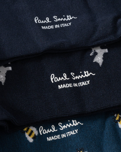 Paul Smith Mens 3-Pack Seas Navy Socks - 1A Mixed Plate 1