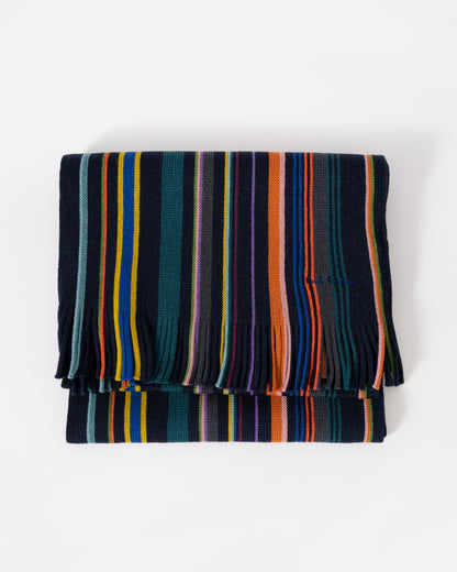 Paul Smith Mens Ivan Stripe Scarf - 47 Navy
