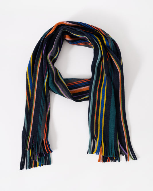 Paul Smith Mens Ivan Stripe Scarf - 47 Navy