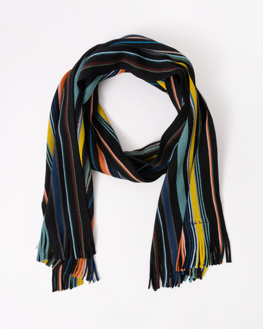 Paul Smith Mens Ivan Stripe Scarf - 79 Black