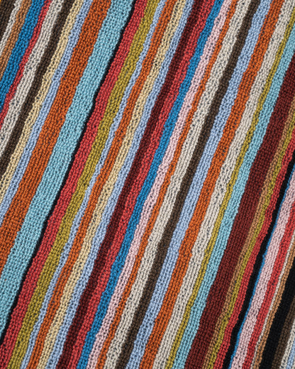 Paul Smith Mens Signature Stripe Towel With Black Trim close up detail