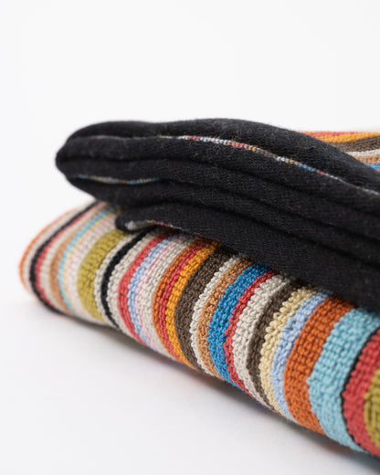 Paul Smith Mens Signature Stripe Towel With Black Trim folded up
