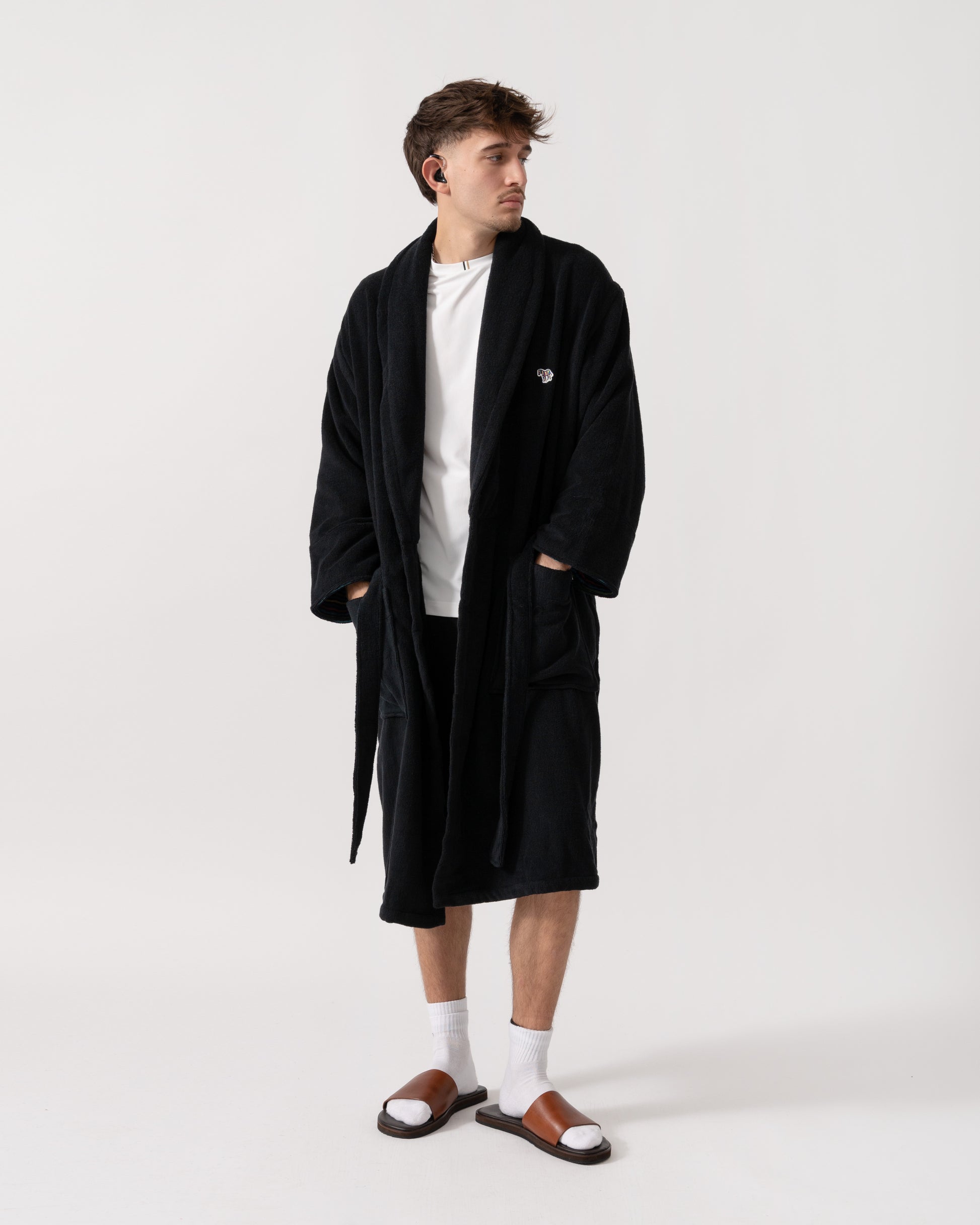 Paul Smith Zebra Dressing Gown - 79 Black open 