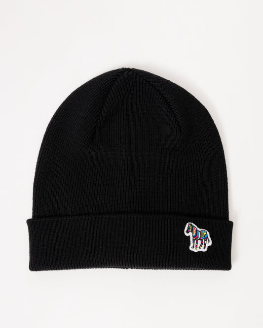 Paul Smith Mens Zebra Logo Beanie - 79 Black