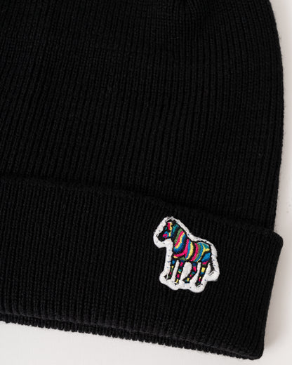 Paul Smith Mens Zebra Logo Beanie - 79 Black