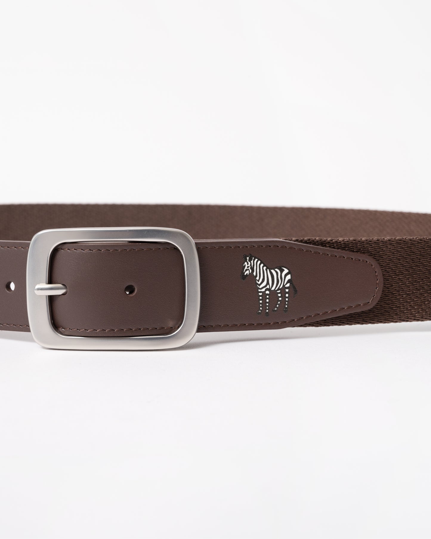 Paul Smith Mens Zebra Webbing Belt - 66 Chocolate
