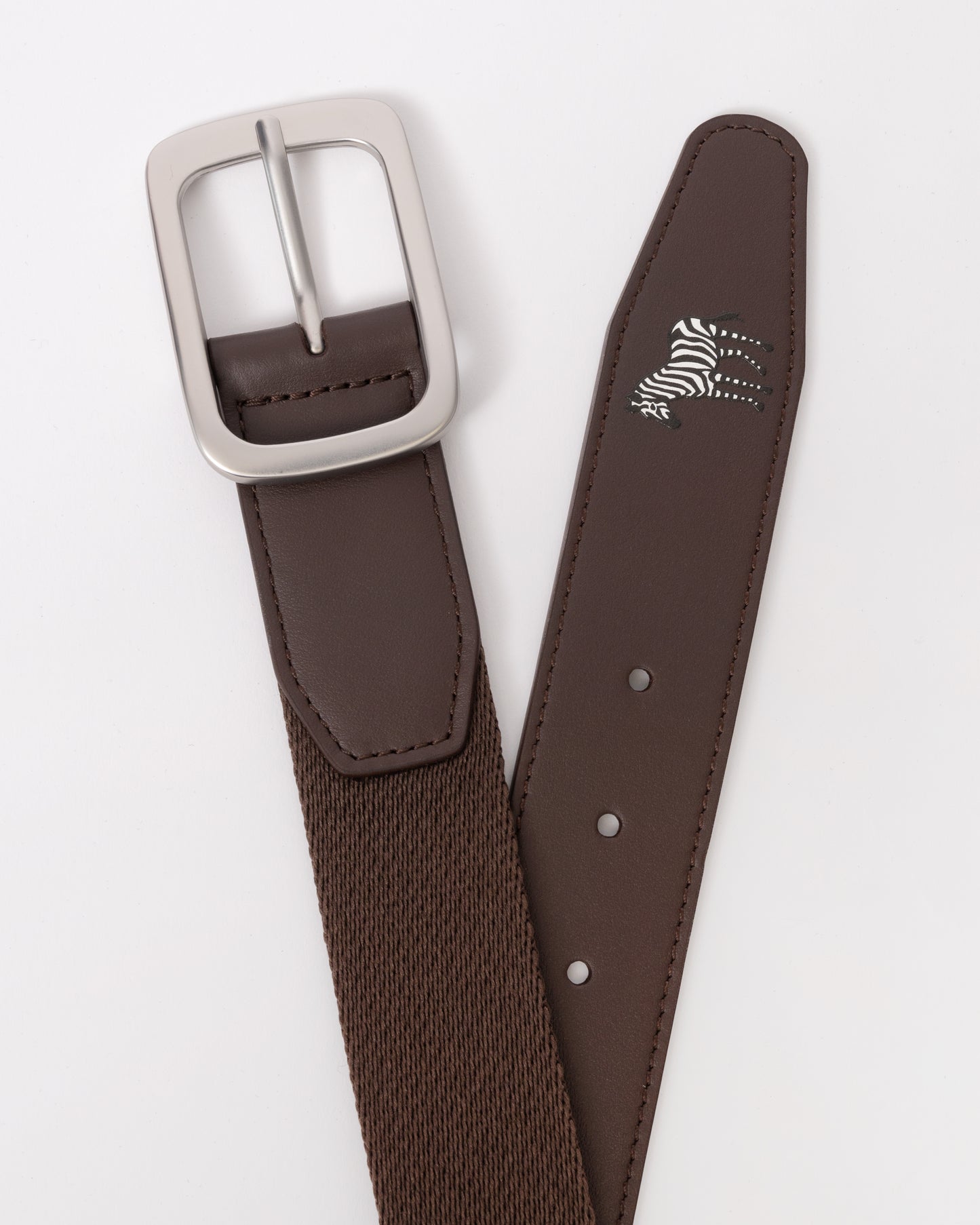 Paul Smith Mens Zebra Webbing Belt - 66 Chocolate