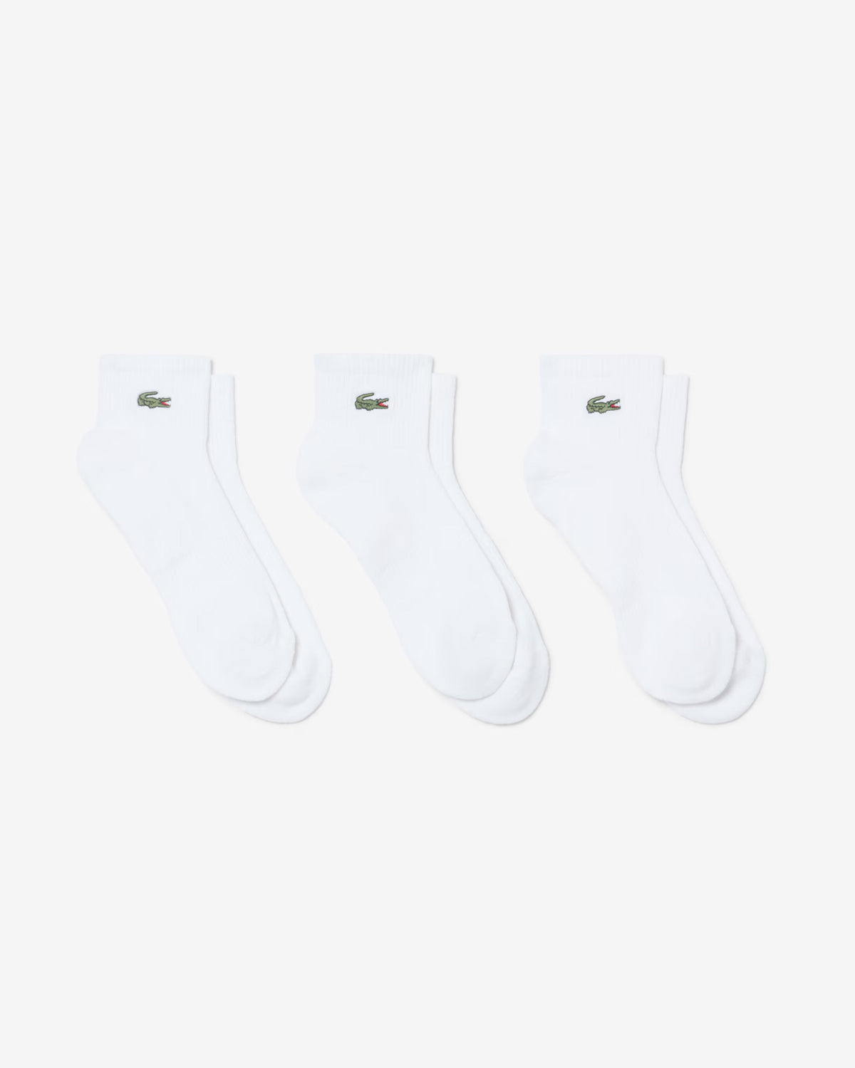 Lacoste 3 - Pack Mid - Length Mens Sport Socks - White 001 | CHO | Designer Mens Socks