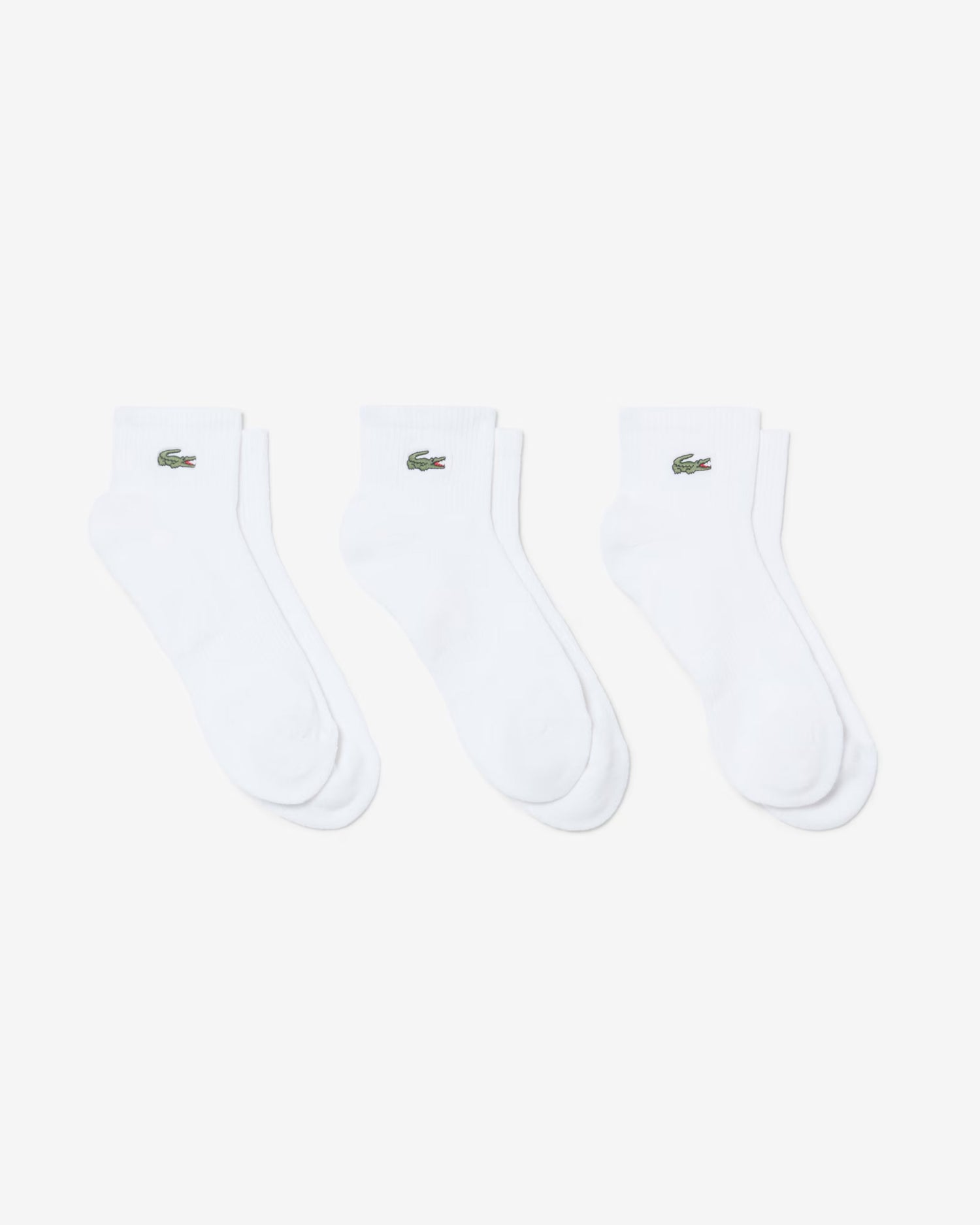 Lacoste 3 - Pack Mid - Length Mens Sport Socks - White 001 | CHO | Designer Mens Socks