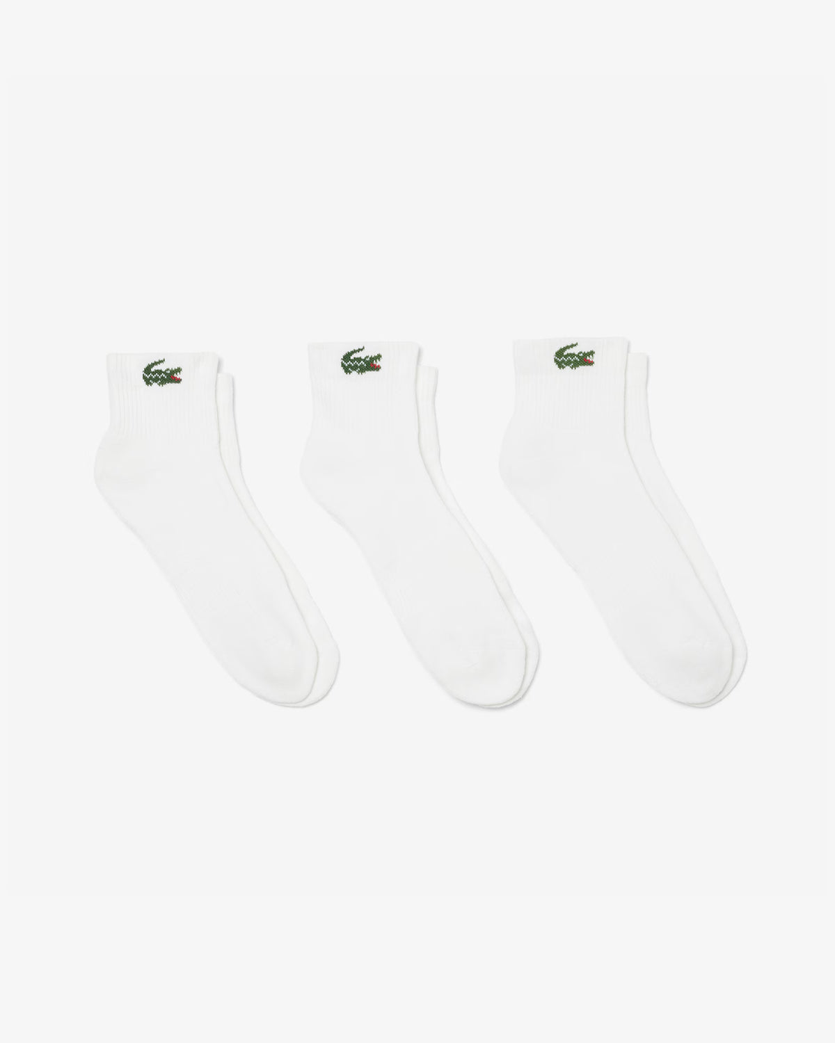 Lacoste 3 - Pack Mid - Length Mens Sport Socks - White 001 | CHO | Designer Mens Socks
