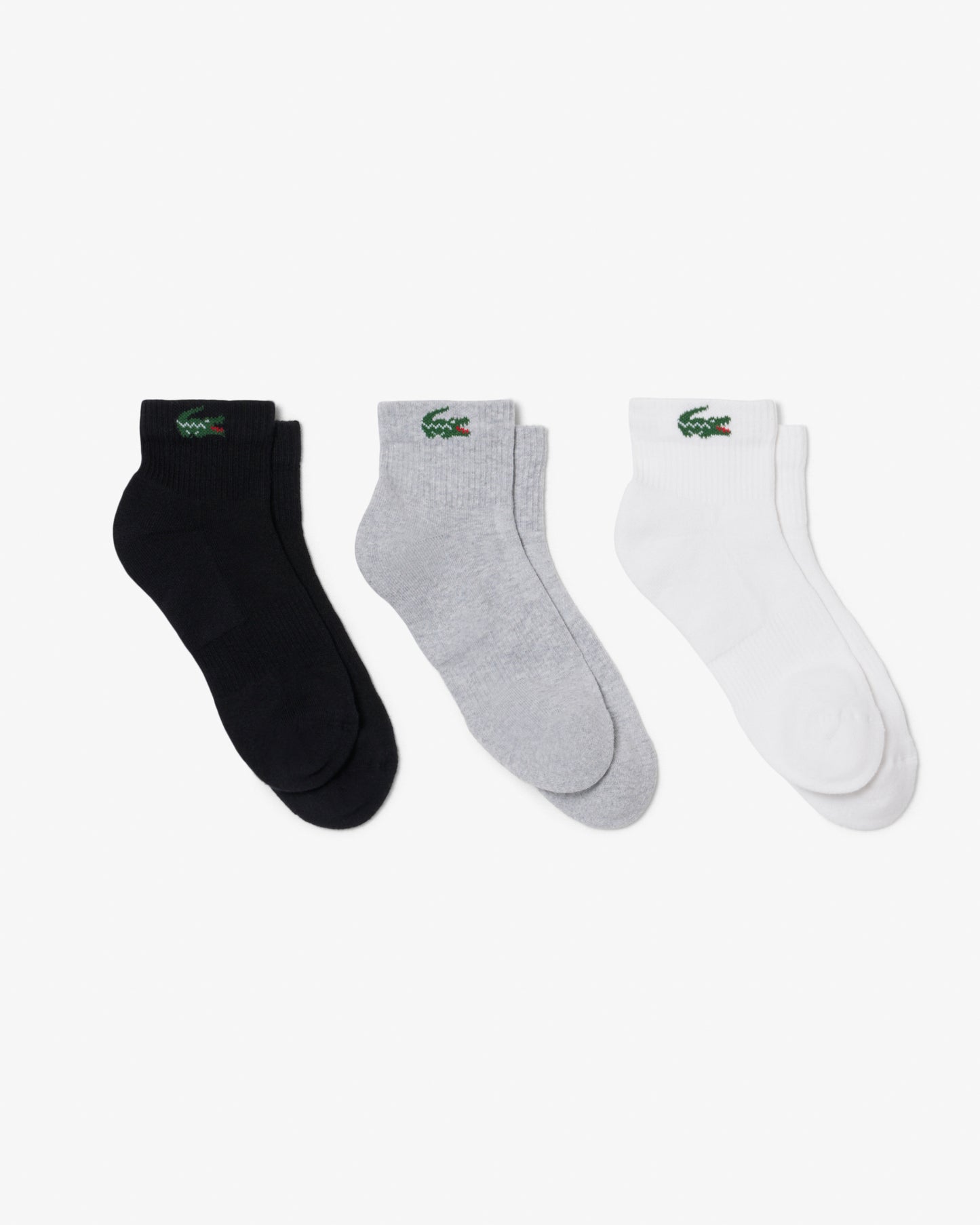 Lacoste 3-Pack Mid-Length Mens Sport Socks - White/Silver Chine/Black L78