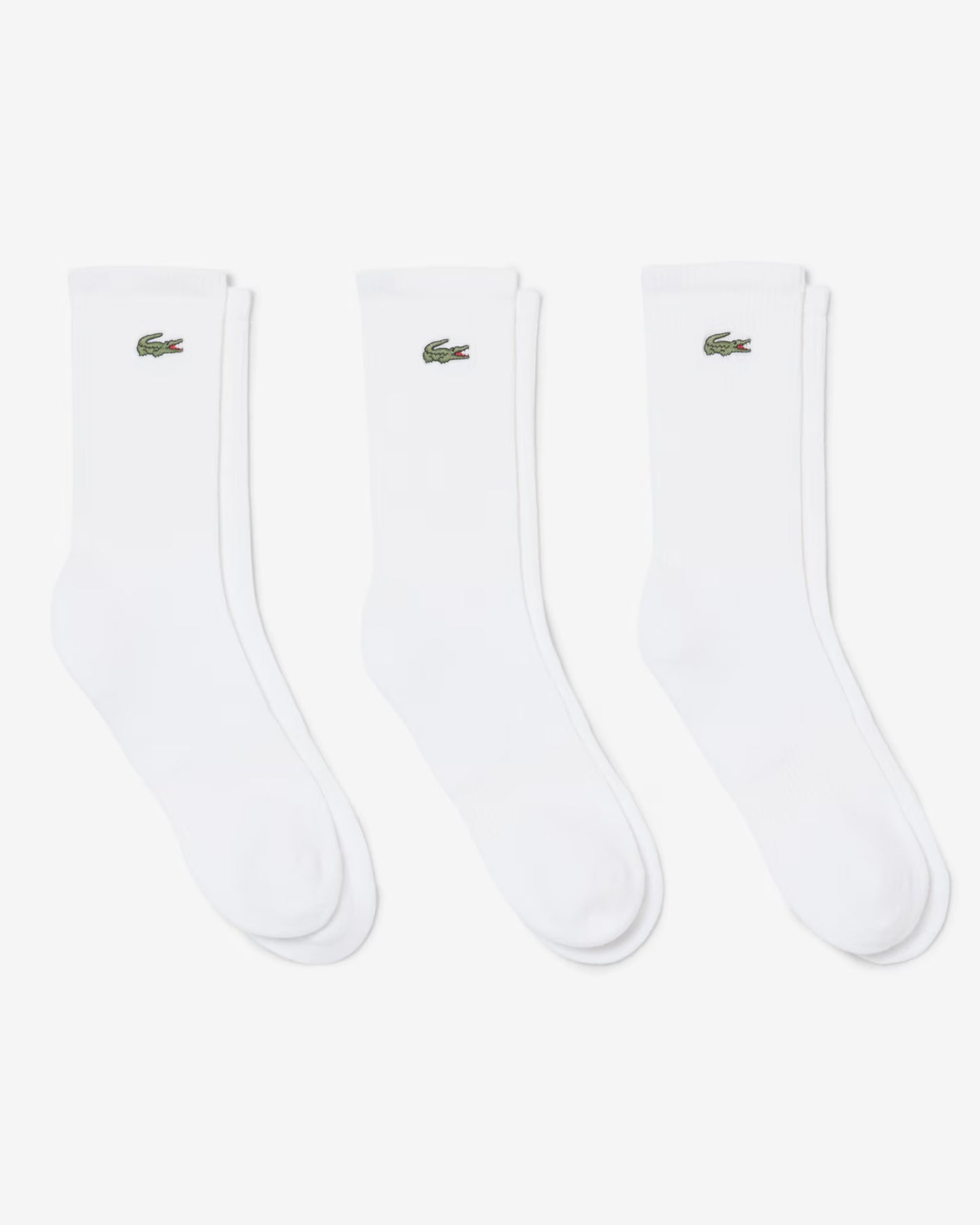 Lacoste Mens 3-Pack Long Ribbed Socks - White 001