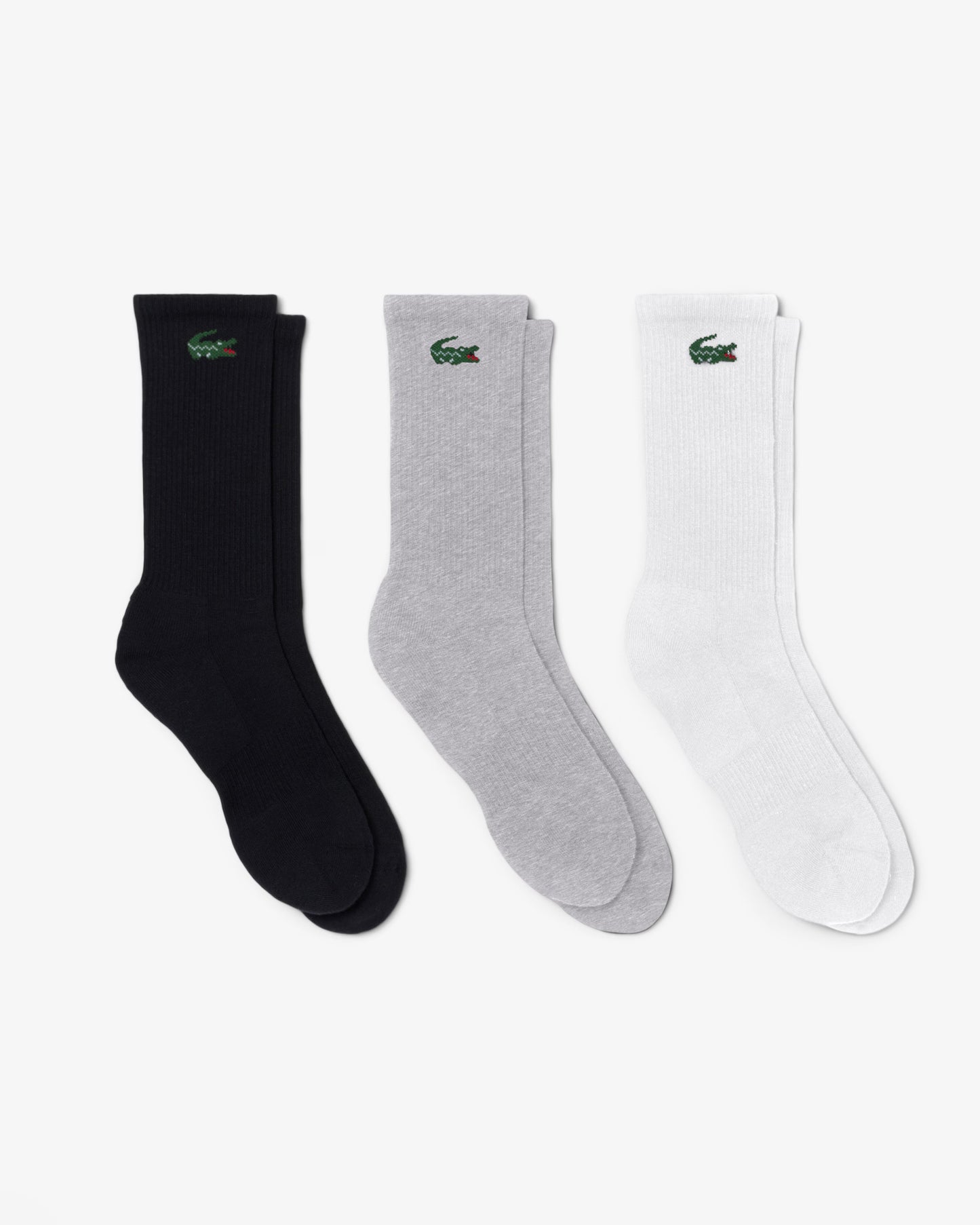 Lacoste 3-Pack Long Mens Sport Socks - White/Grey/Black L78