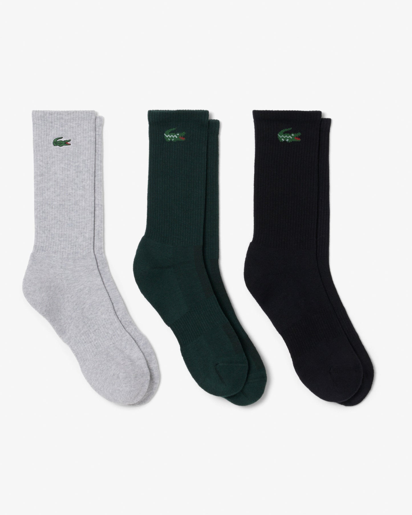 Lacoste Unisex Calf Socks Adult Knit - Silver Chine/Sinople-Black AI4