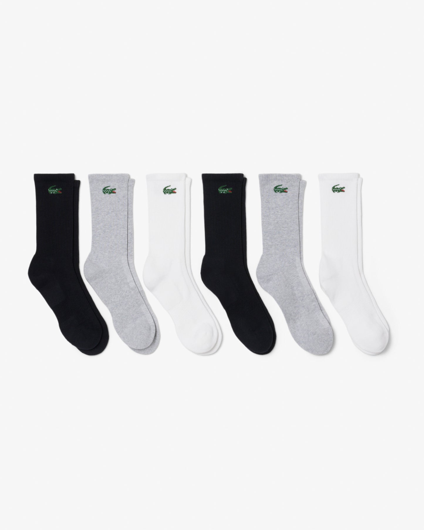 Lacoste 6-Pack Long Mens Sport Socks - Black/White/Grey L78