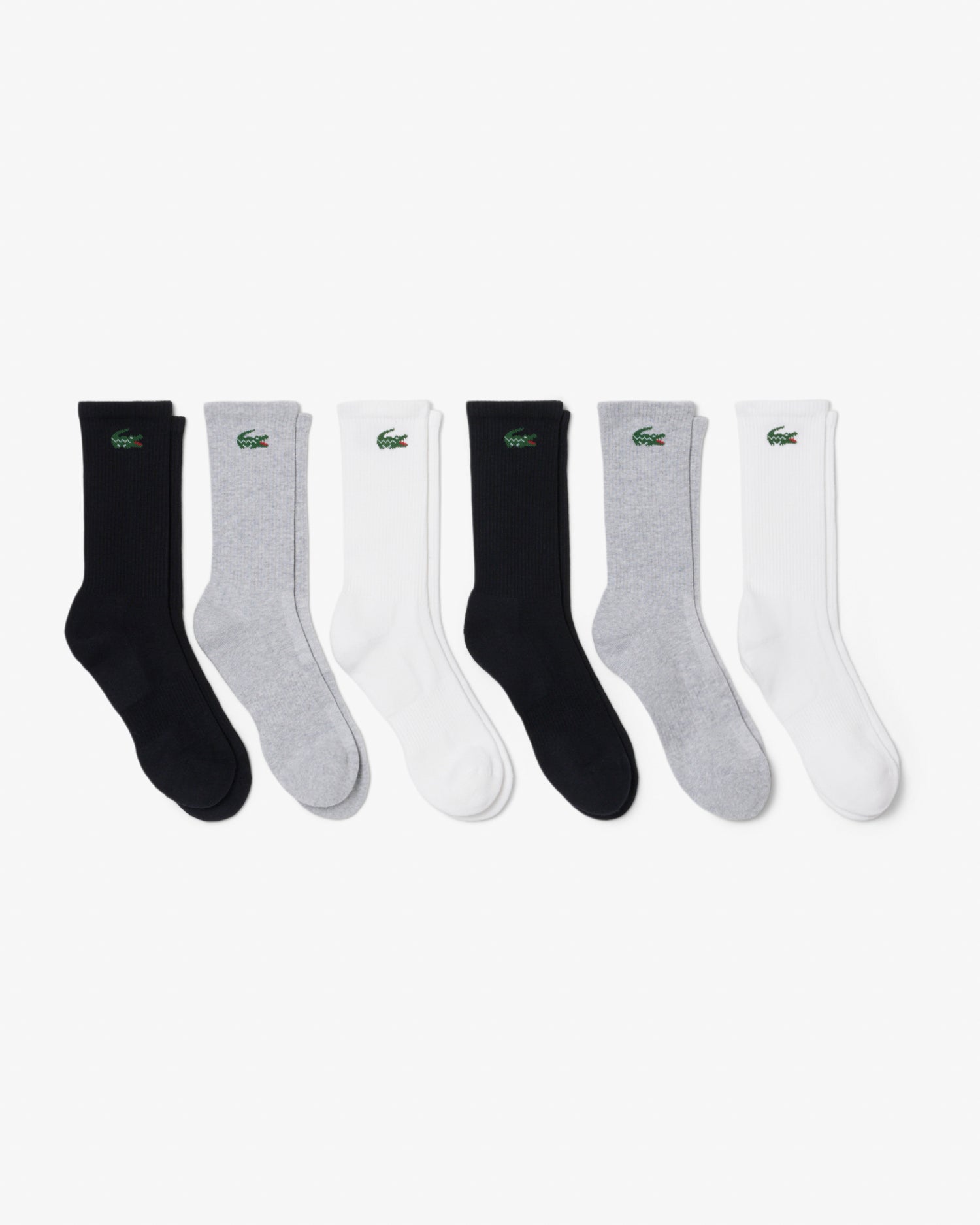 Lacoste 6 - Pack Long Mens Sport Socks - Black/White/Grey L78 | CHO | Designer Mens Socks