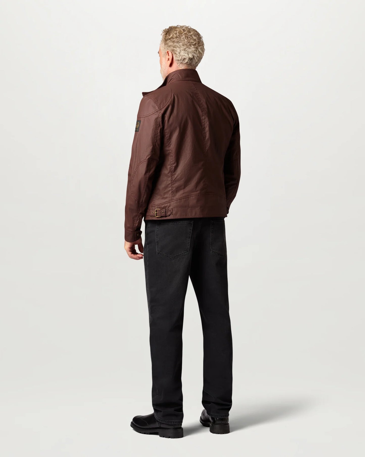 Belstaff Racemaster Mens Waxed Cotton Compact Field Jacket in Oxblood full length, back
