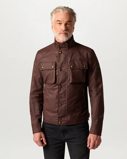 Belstaff Racemaster Mens Waxed Cotton Compact Field Jacket in Oxblood, front
