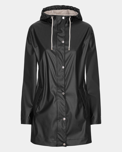 Ilse Jacobsen Rain Womens Short Rubberised Raincoat - Black Beauty 002