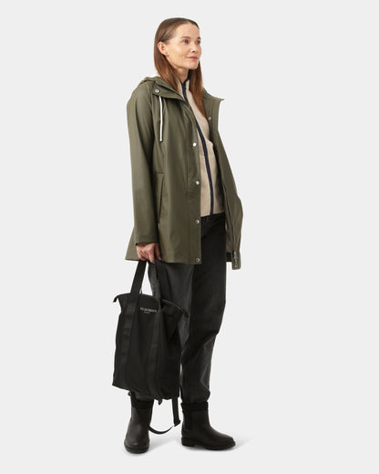 Ilse Jacobsen Rain Womens Short Rubberised Raincoat - Army 410