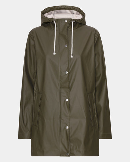 Ilse Jacobsen Rain Womens Short Rubberised Raincoat - Army 410