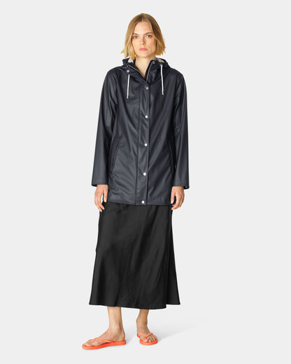 Ilse Jacobsen Rain Womens Short Rubberised Raincoat - Dark Indigo 660