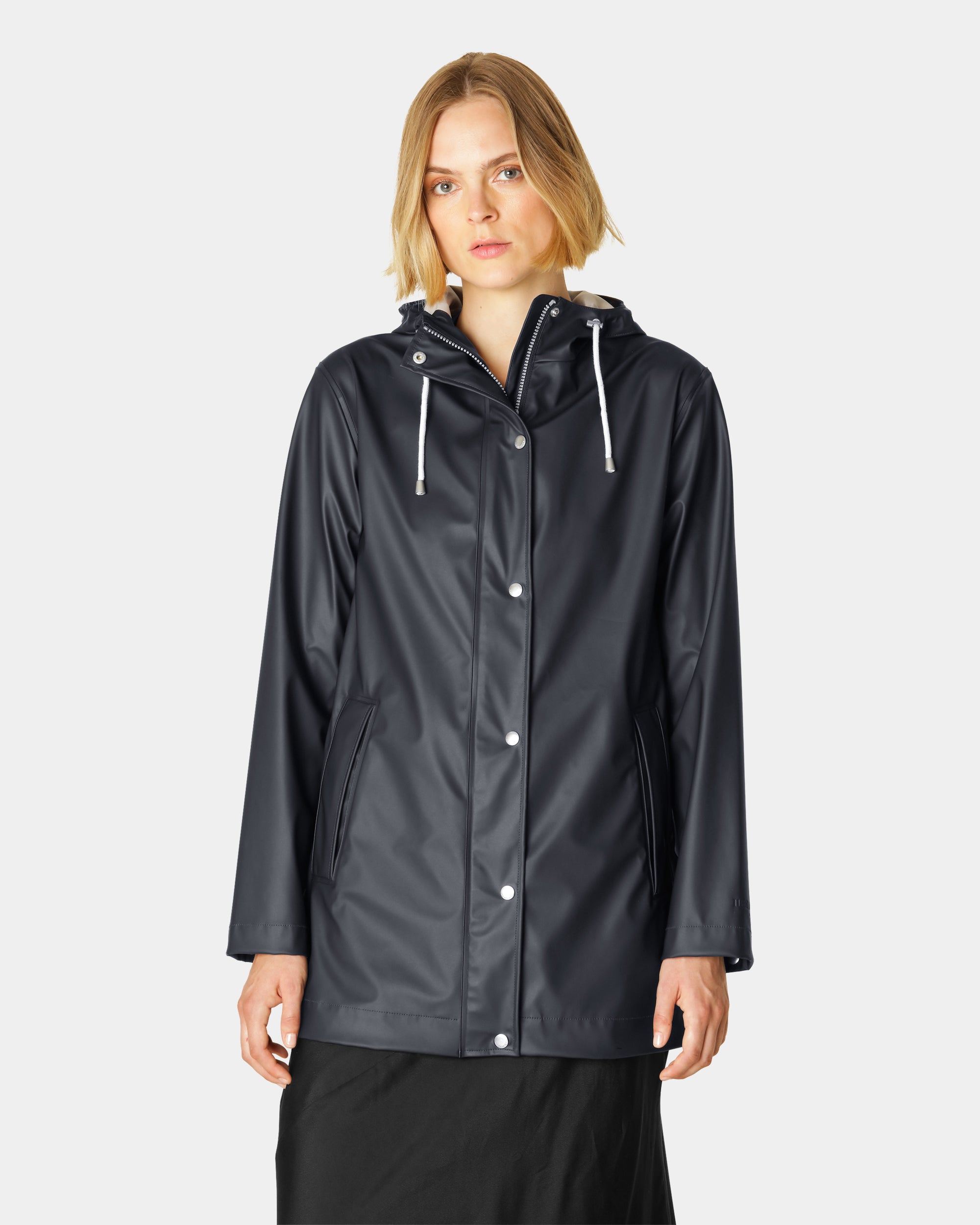 小物 SUNSEA LONG RAINBREAKER Raincoat Ilse Jacobsen Rain Womens Short Rubberised Raincoat - Dark Indigo