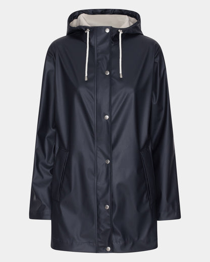 Ilse Jacobsen Rain Womens Short Rubberised Raincoat - Dark Indigo 660