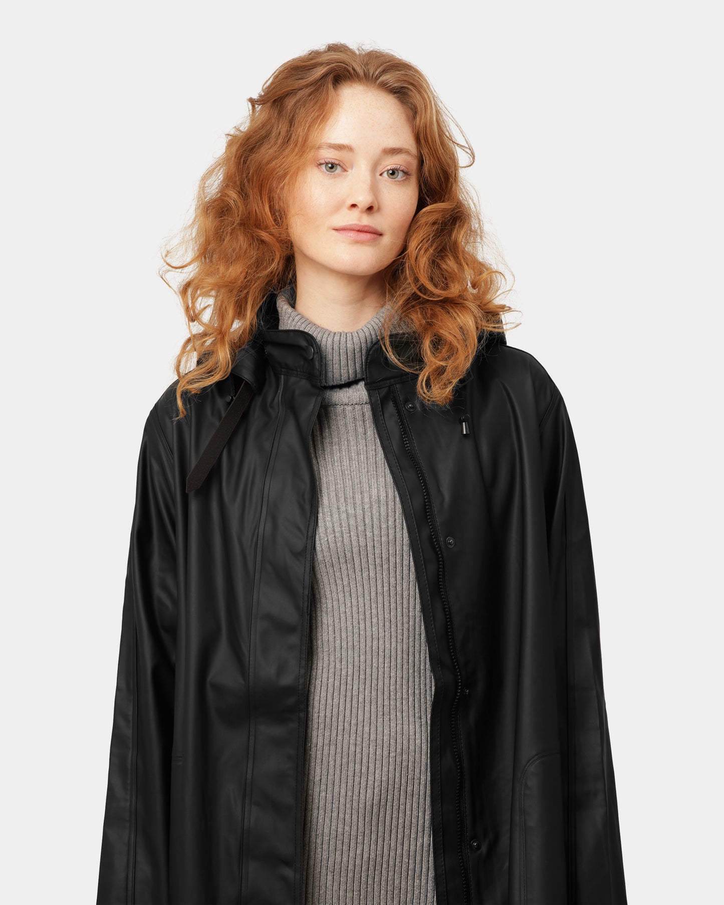 Ilse Jacobsen Rain Womens A-Line Rubberised Raincoat - Black 001