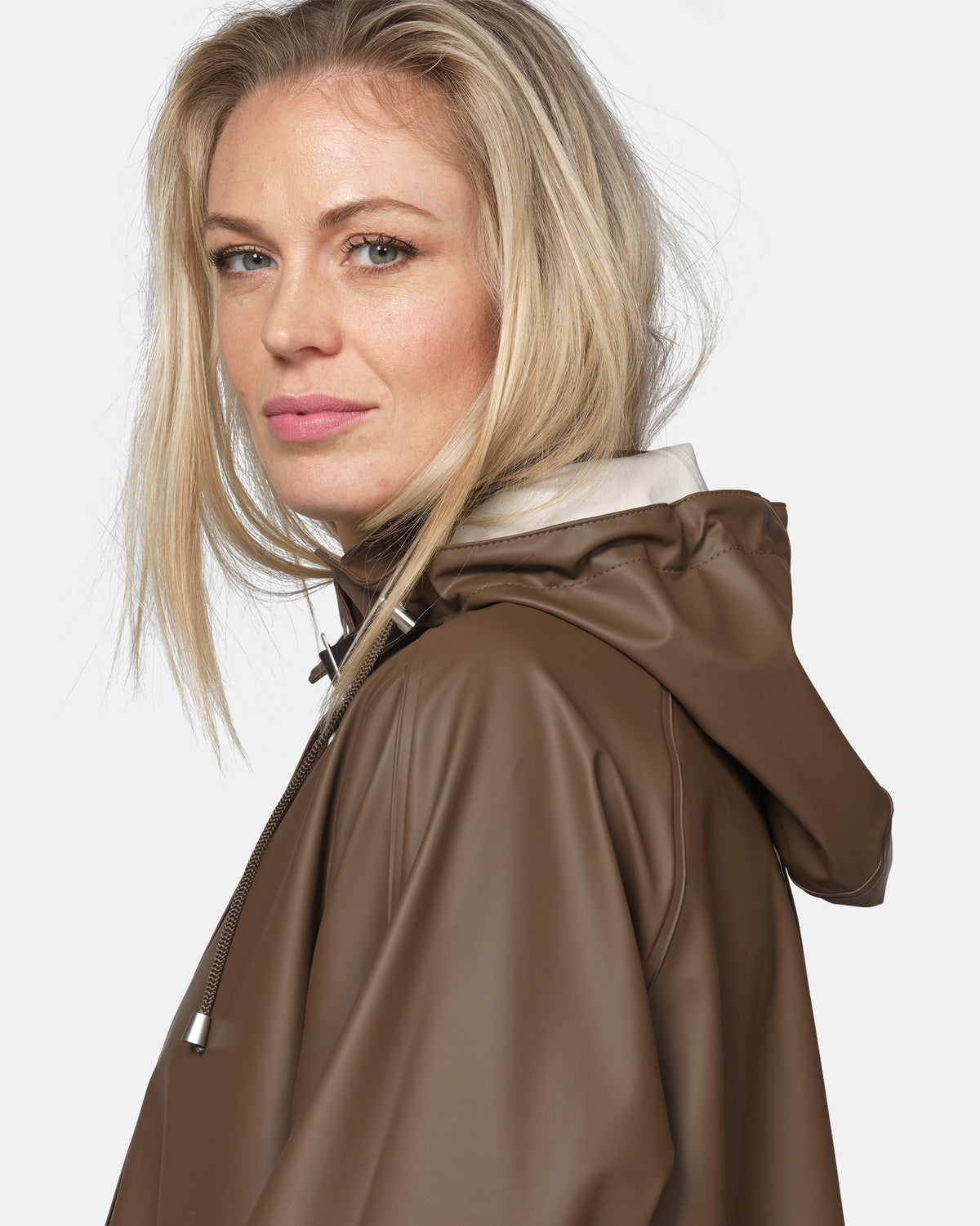Ilse Jacobsen Rain Womens A - Line Rubberised Raincoat - Mud 206 | CHO | Designer Womens Rain Coats