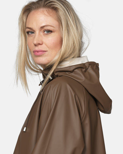 Ilse Jacobsen Rain Womens A - Line Rubberised Raincoat - Mud 206 | CHO | Designer Womens Rain Coats