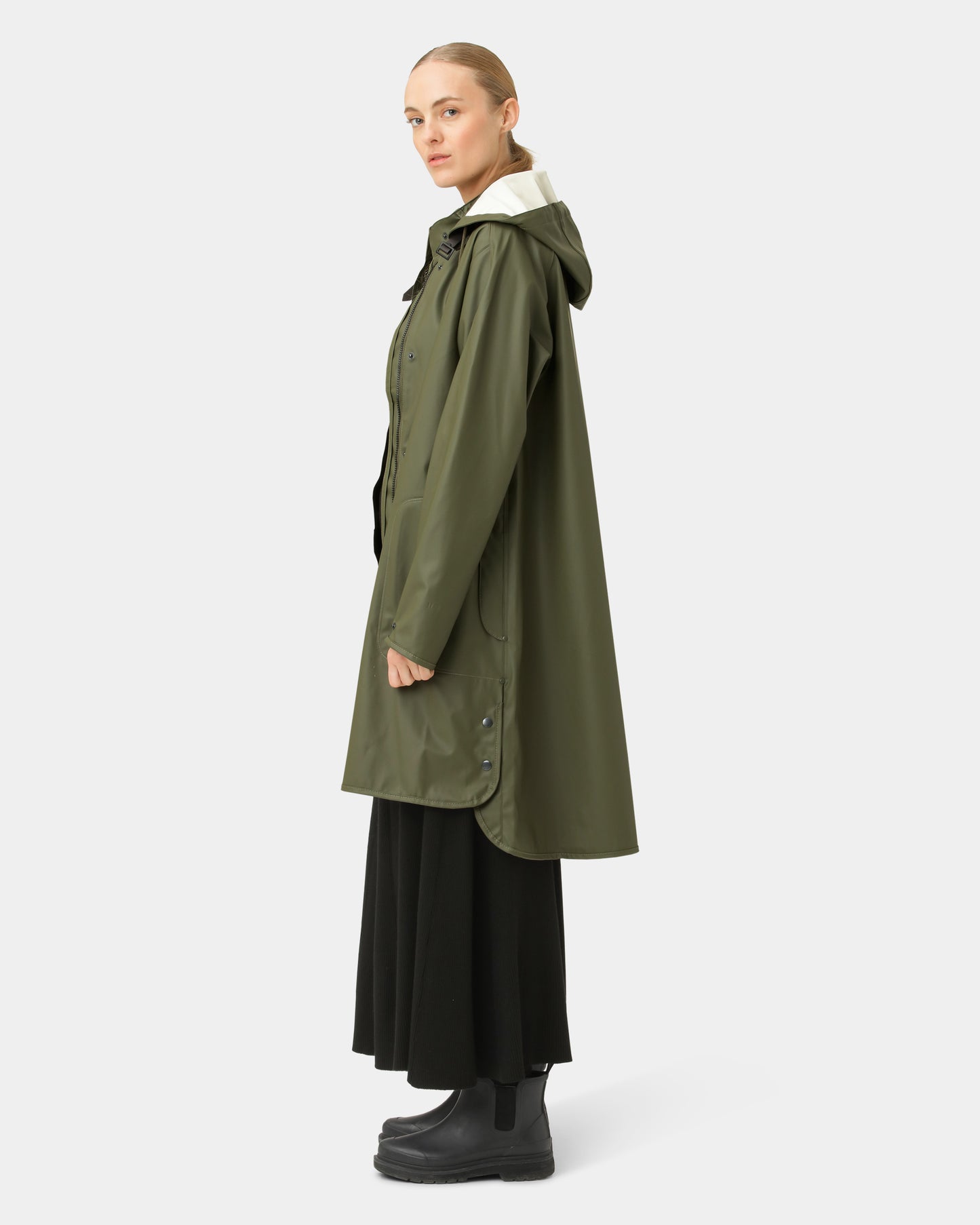 Ilse Jacobsen Rain Womens A-Line Rubberised Raincoat - Army 410