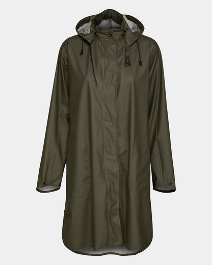 Ilse Jacobsen Rain Womens A-Line Rubberised Raincoat - Army 410