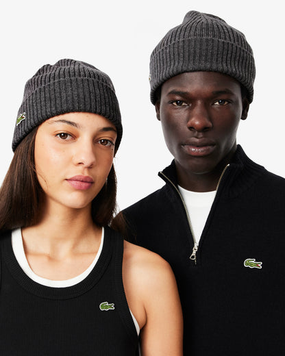 Lacoste Mens Ribbed Beanie - Pitch Chine 050