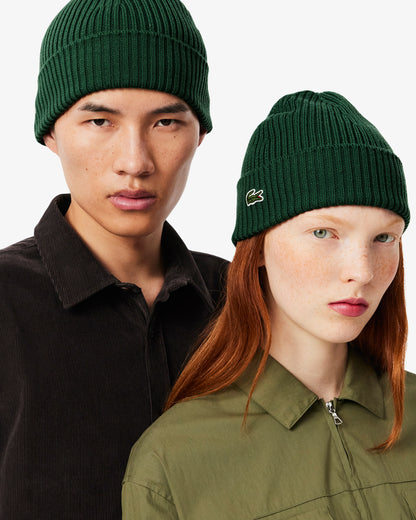 Lacoste Mens Ribbed Beanie - Green 132