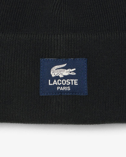 Lacoste Mens Cotton Blend Double Face Beanie - Black 031