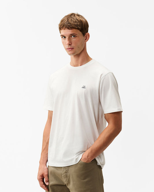 C.P. Company 30/1 Jersey Logo Patch Mens T - Shirt - Gauze White 103 | CHO | Designer Mens Logo T - Shirts