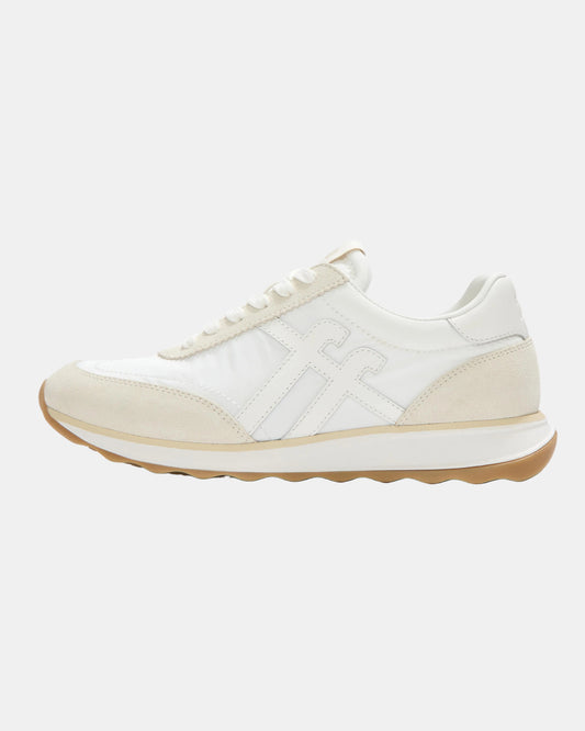 FitFlop Womens Retro-Q FF Fabric/Suede Trainers - Urban White Mix 646