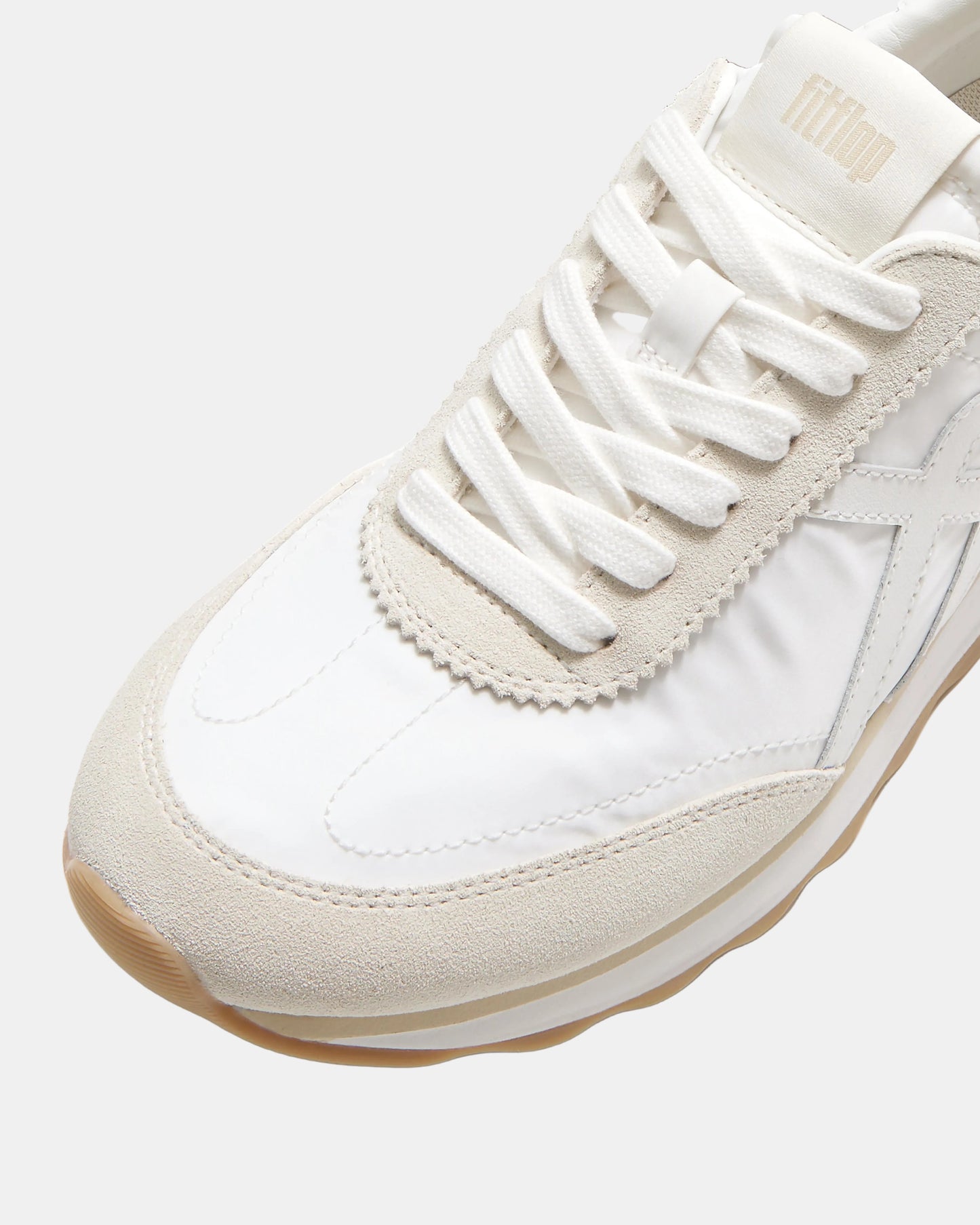 FitFlop Womens Retro-Q FF Fabric/Suede Trainers - Urban White Mix 646 | CHO | Designer Womens Trainers