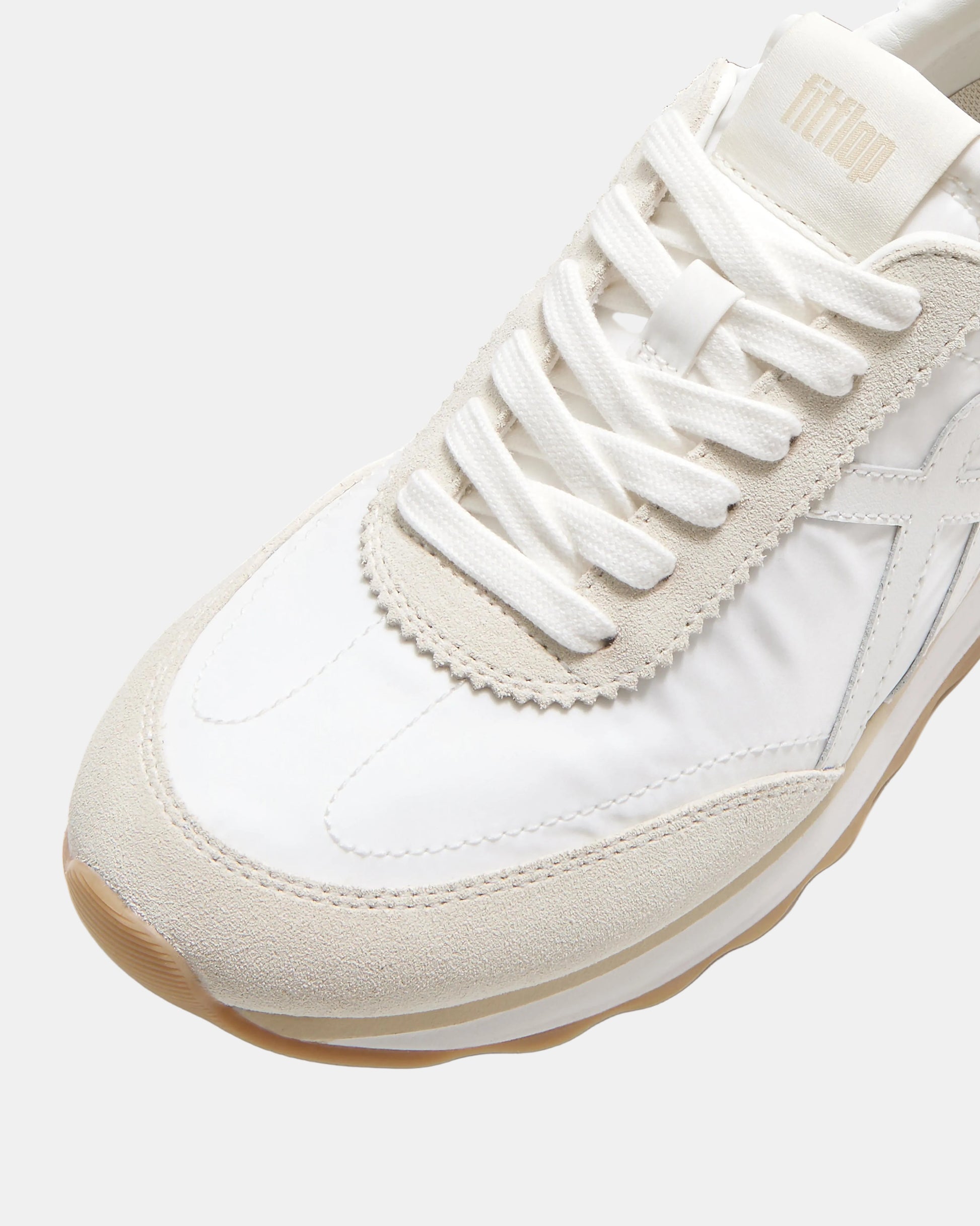 FitFlop Womens Retro-Q FF Fabric/Suede Trainers - Urban White Mix 646 | CHO | Designer Womens Trainers
