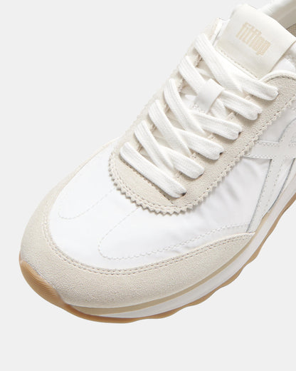 FitFlop Womens Retro-Q FF Fabric/Suede Trainers - Urban White Mix 646 | CHO | Designer Womens Trainers