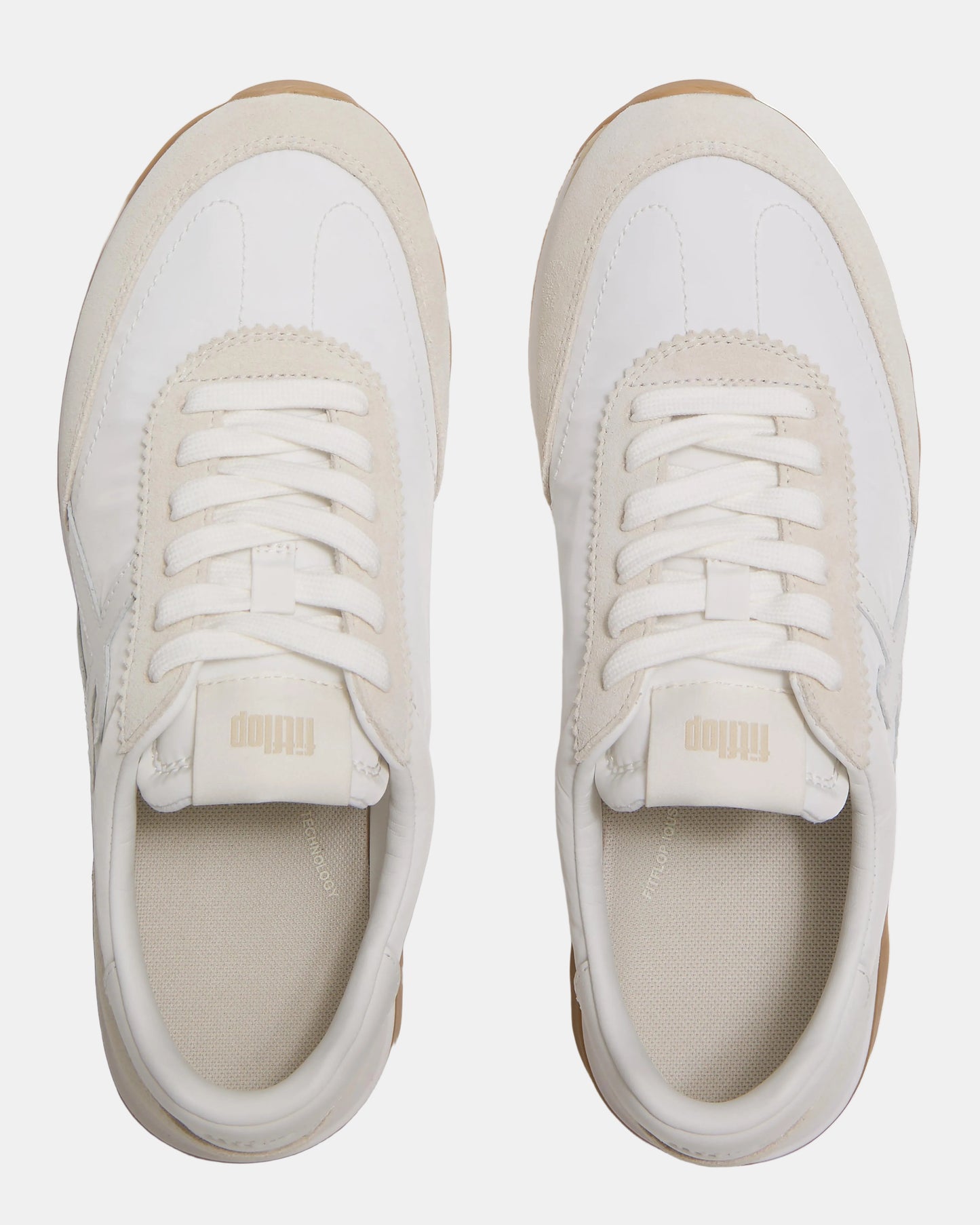 FitFlop Womens Retro-Q FF Fabric/Suede Trainers - Urban White Mix 646 | CHO | Designer Womens Trainers
