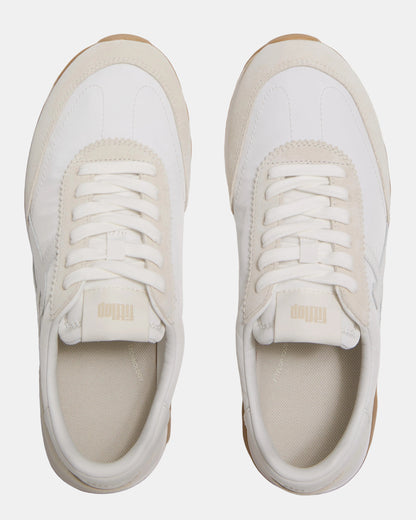 FitFlop Womens Retro-Q FF Fabric/Suede Trainers - Urban White Mix 646 | CHO | Designer Womens Trainers