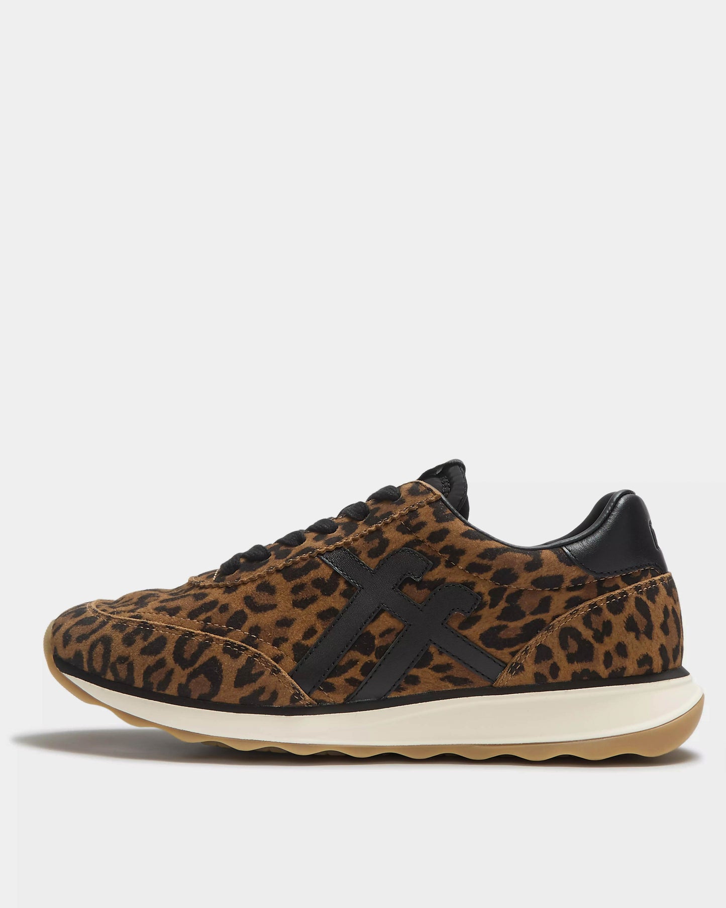 FitFlop Womens Retro-Q FF Suede Leopard Trainers - Tan/Black E76