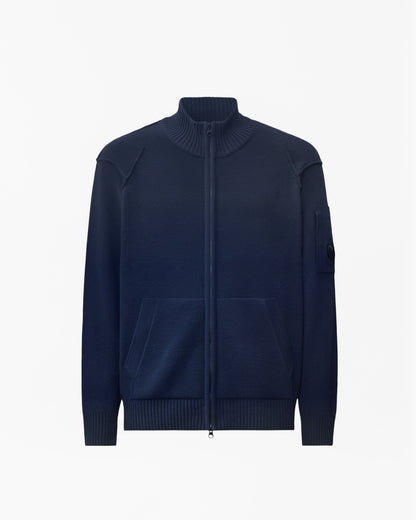 C.P. Company Lambswool GRS Lens Full Zip Mens Jumper - Total Eclipse 888