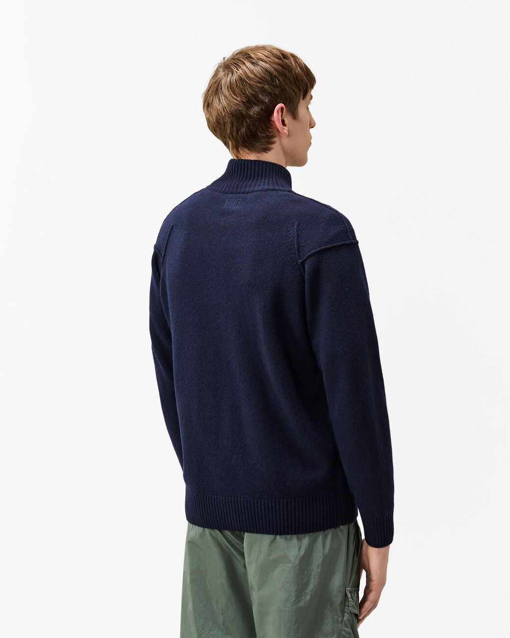C.P. Company Lambswool GRS Lens Full Zip Mens Jumper - Total Eclipse 888