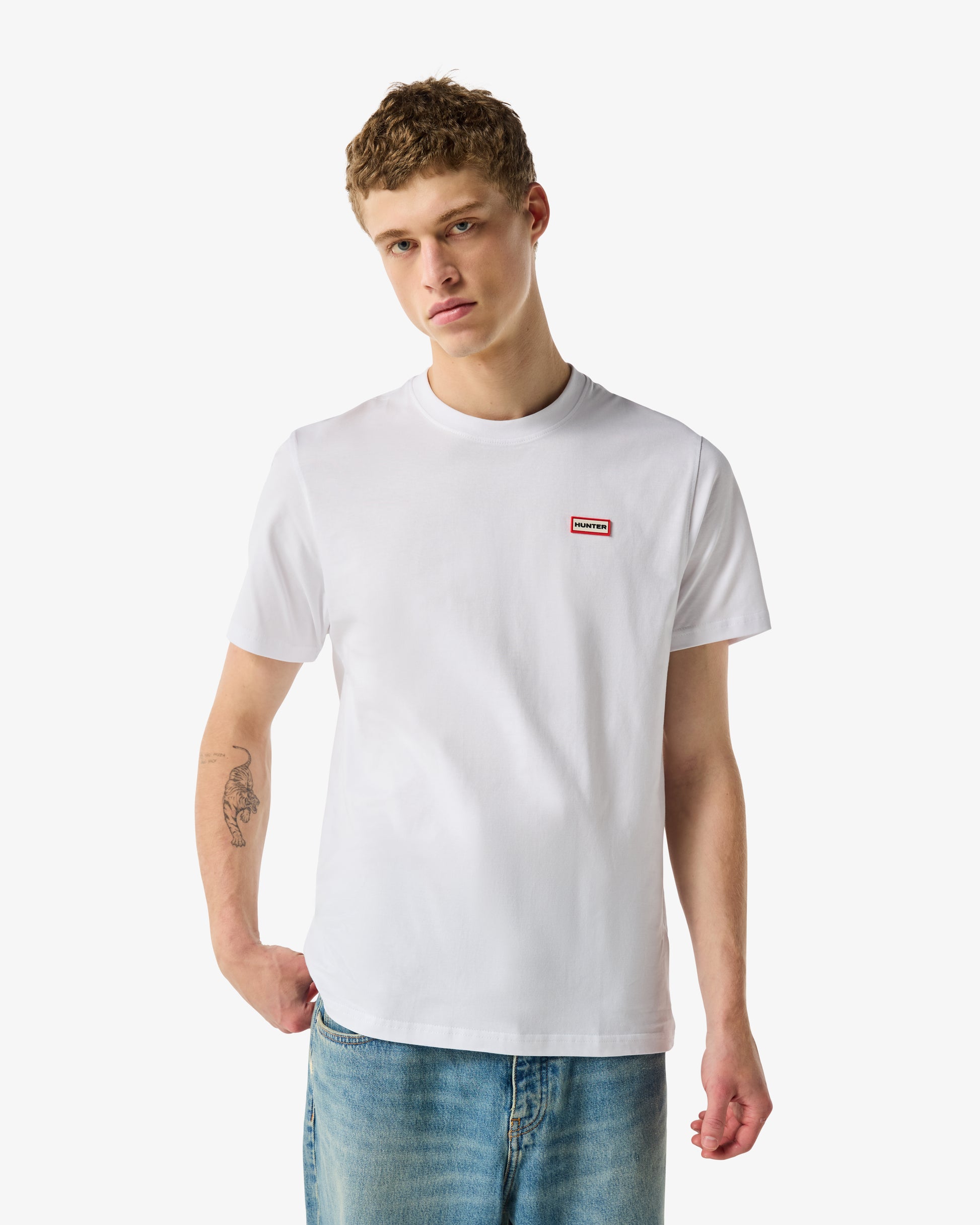 Hunter Red Label Essentials Mens Logo T-Shirt - Hunter White | CHO | Designer Mens Short Sleeve T-Shirts